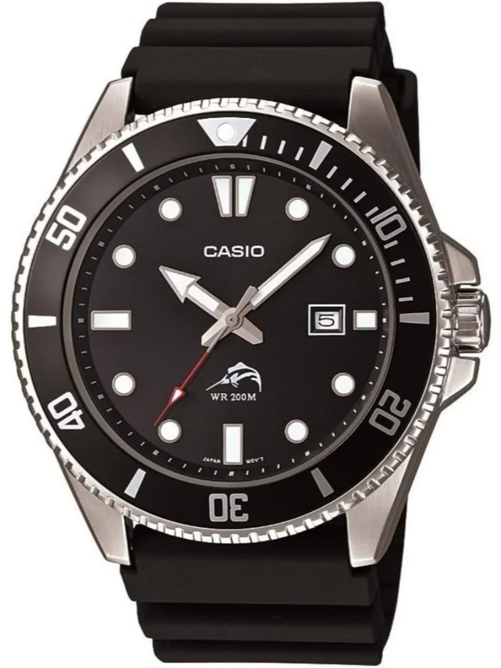 Unisex Black Stainless Steel Case Resin Band 2 Hand Analog Date Display Watches